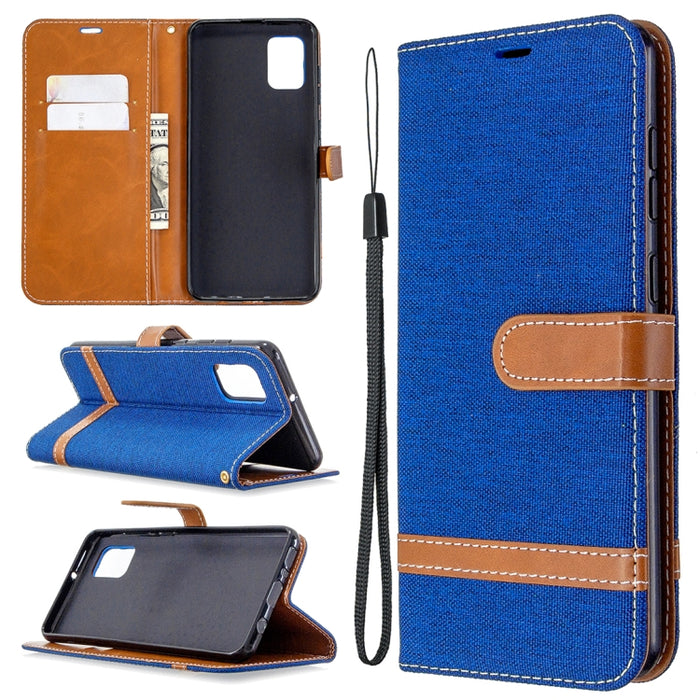 Denim Texture Horizontal Flip Leather Case with Holder & Card Slots & Wallet & Lanyard, For Samsung Galaxy A31