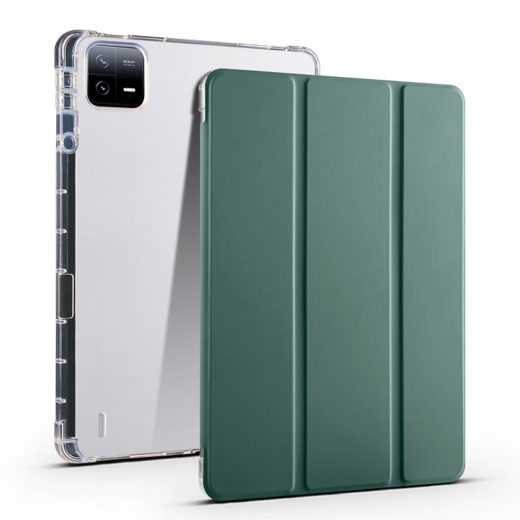 3-fold Clear TPU Smart Leather Tablet Case with Pen Slot, For Xiaomi Pad 6 / 6 Pro
