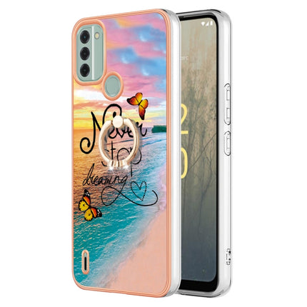 Electroplating IMD TPU Phone Case with Ring, For Nokia C12, For Nokia C31