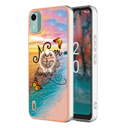 Electroplating IMD TPU Phone Case with Ring, For Nokia C12, For Nokia C31
