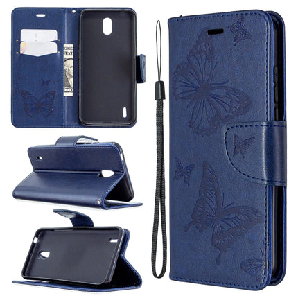 Two Butterflies Embossing Pattern Horizontal Flip Leather Case with Holder & Card Slot & Wallet & Lanyard, For LG K61, For Nokia 1.3, For Samsung Galaxy A31