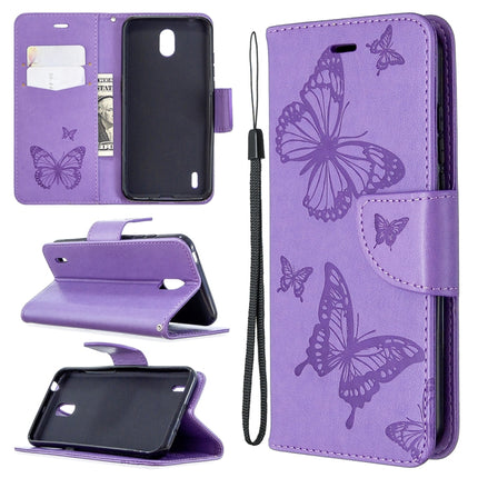Two Butterflies Embossing Pattern Horizontal Flip Leather Case with Holder & Card Slot & Wallet & Lanyard, For LG K61, For Nokia 1.3, For Samsung Galaxy A31