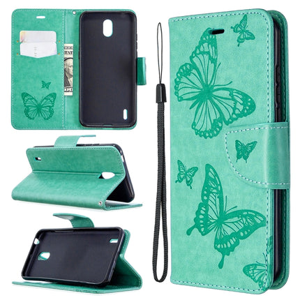 Two Butterflies Embossing Pattern Horizontal Flip Leather Case with Holder & Card Slot & Wallet & Lanyard, For LG K61, For Nokia 1.3, For Samsung Galaxy A31