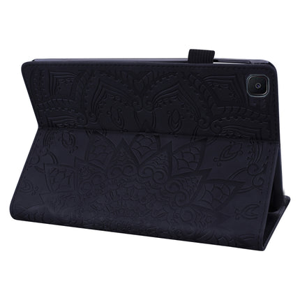 Calf Pattern Double Folding Design Embossed Leather Case with  Holder & Card Slots & Pen Slot &   Elastic Band, For Samsung Galaxy Tab S6 Lite