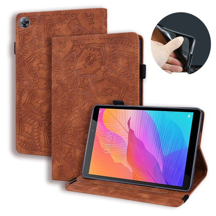 Calf Pattern Double Folding Design Embossed Leather Case with  Holder & Card Slots & Pen Slot &   Elastic Band, For Huawei MatePad T8, For Huawei MediaPad M6 8.4
