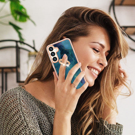Electroplating Marble Dual-side IMD Phone Case with Ring, For Samsung Galaxy S24+ 5G, For Samsung Galaxy S24 5G, For Samsung Galaxy A05, For Samsung Galaxy A05s