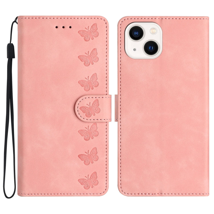 Handyhülle aus geprägtem Leder mit sieben Schmetterlingen, für iPhone 13 mini, für iPhone 12, für iPhone 12 Pro Max, für iPhone 12 Pro, für iPhone 12 mini
