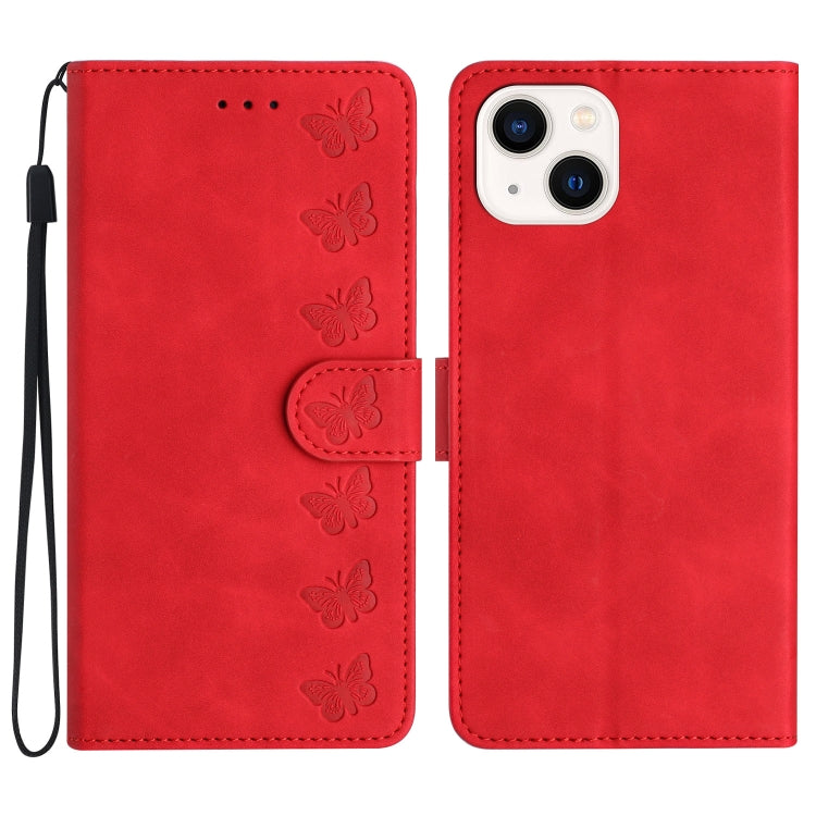 Handyhülle aus geprägtem Leder mit sieben Schmetterlingen, für iPhone 13 mini, für iPhone 12, für iPhone 12 Pro Max, für iPhone 12 Pro, für iPhone 12 mini