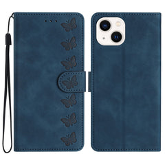 Seven Butterflies Embossed Leather Phone Case, For iPhone 15 Pro, For iPhone 15 Plus, For iPhone 15, For iPhone 14 Plus, For iPhone 14