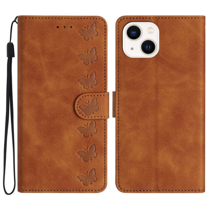 Seven Butterflies Embossed Leather Phone Case, For iPhone 14 Pro Max, For iPhone 13 Pro Max, For iPhone 13 Pro, For iPhone 13
