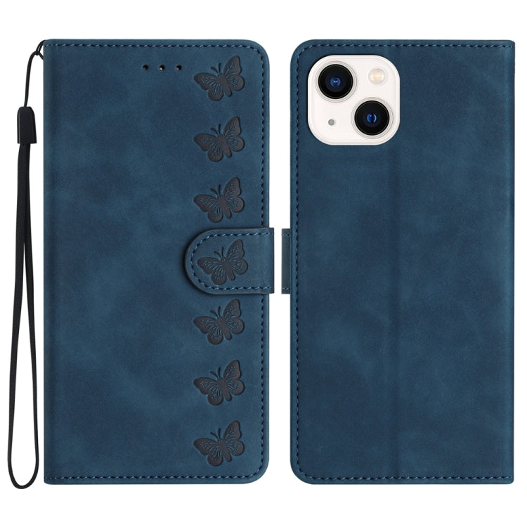 Seven Butterflies Embossed Leather Phone Case, For iPhone 14 Pro Max, For iPhone 13 Pro Max, For iPhone 13 Pro, For iPhone 13