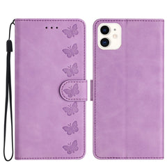 Seven Butterflies Embossed Leather Phone Case, For iPhone 13 mini, For iPhone 12, For iPhone 12 Pro Max, For iPhone 12 Pro, For iPhone 12 mini