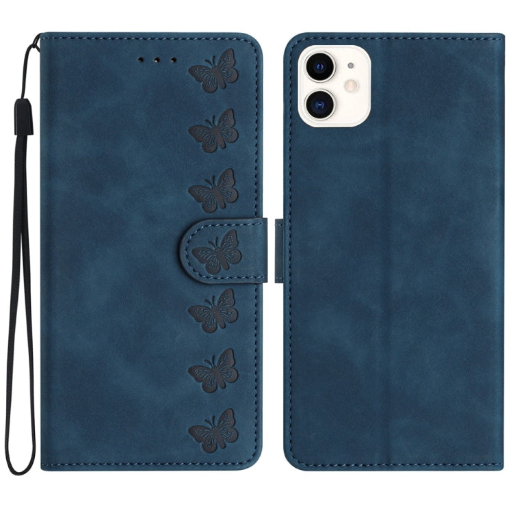 Seven Butterflies Embossed Leather Phone Case, For iPhone 13 mini, For iPhone 12, For iPhone 12 Pro Max, For iPhone 12 Pro