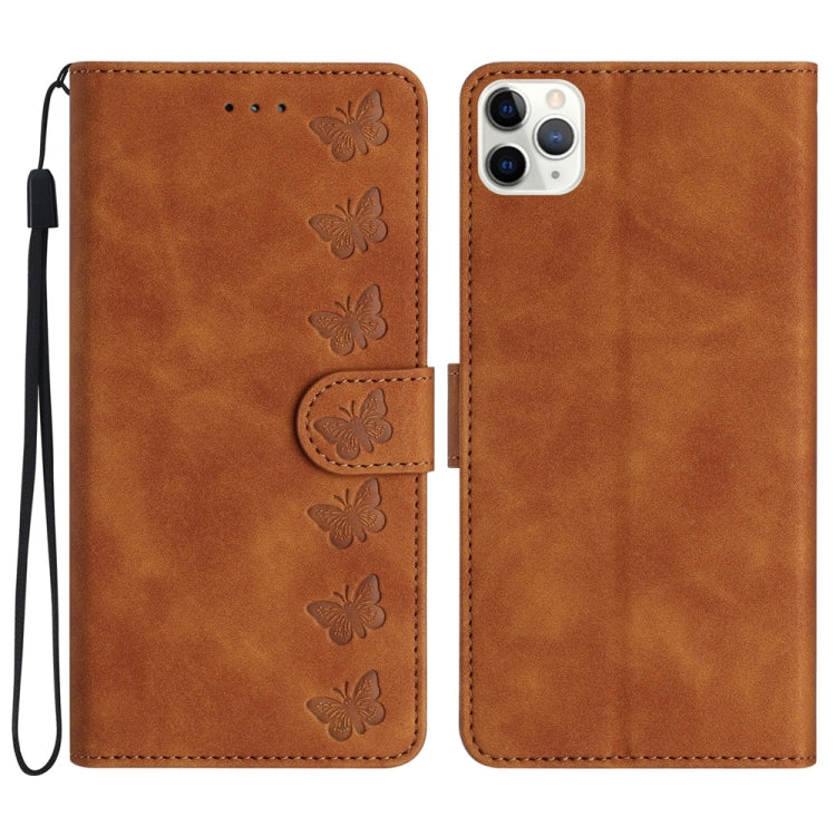 Seven Butterflies Embossed Leather Phone Case, For iPhone 11 Pro Max, For iPhone 11, For iPhone 11 Pro