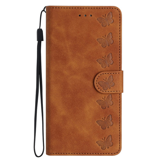 Seven Butterflies Embossed Leather Phone Case, For iPhone 15 Pro, For iPhone 15 Plus, For iPhone 15, For iPhone 14 Plus, For iPhone 14