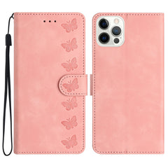 Seven Butterflies Embossed Leather Phone Case, For iPhone 15 Pro, For iPhone 15 Plus, For iPhone 15, For iPhone 14 Plus, For iPhone 14