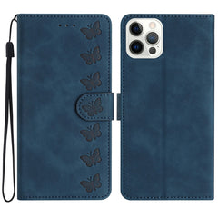 Seven Butterflies Embossed Leather Phone Case, For iPhone 15 Pro, For iPhone 15 Plus, For iPhone 15, For iPhone 14 Plus, For iPhone 14