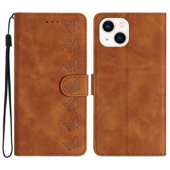 Seven Butterflies Embossed Leather Phone Case, For iPhone 15 Pro, For iPhone 15 Plus, For iPhone 15, For iPhone 14 Plus, For iPhone 14