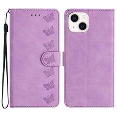 Seven Butterflies Embossed Leather Phone Case, For iPhone 15 Pro, For iPhone 15 Plus, For iPhone 15, For iPhone 14 Plus, For iPhone 14