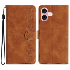 Seven Butterflies Embossed Leather Phone Case, For iPhone 16 Pro Max, For iPhone 16 Pro, For iPhone 16 Plus, For iPhone 16, For iPhone 15 Pro Max