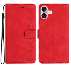 Seven Butterflies Embossed Leather Phone Case, For iPhone 16 Pro Max, For iPhone 16 Pro, For iPhone 16 Plus, For iPhone 16, For iPhone 15 Pro Max