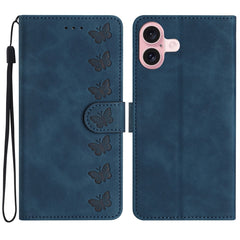 Seven Butterflies Embossed Leather Phone Case, For iPhone 16 Pro Max, For iPhone 16 Pro, For iPhone 16 Plus, For iPhone 16, For iPhone 15 Pro Max