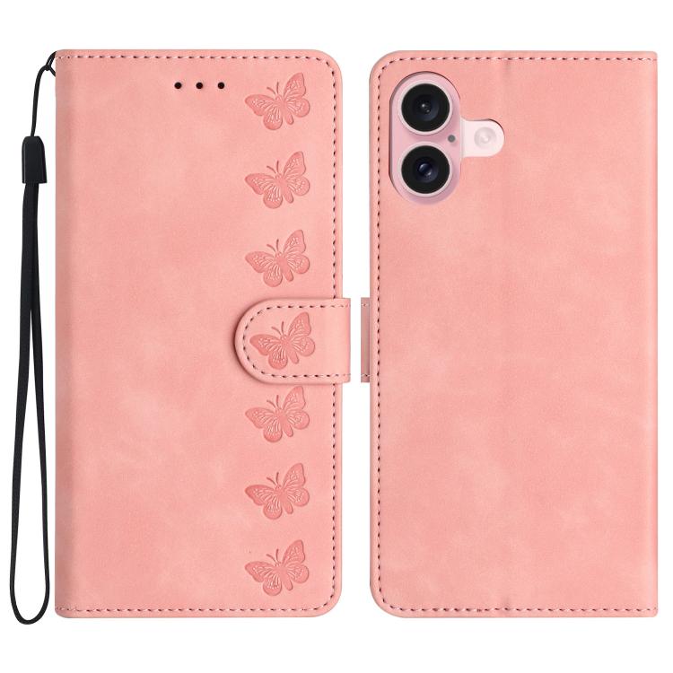 Seven Butterflies Embossed Leather Phone Case, For iPhone 17 Pro Max, For iPhone 17 Pro, For iPhone 17, For iPhone 17 Air