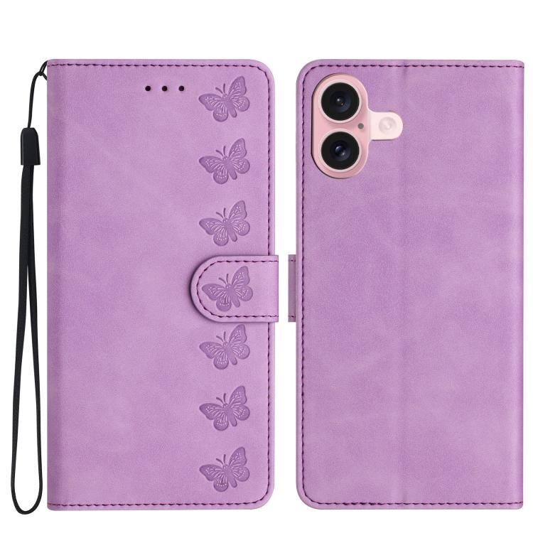 Seven Butterflies Embossed Leather Phone Case, For iPhone 17 Pro Max, For iPhone 17 Pro, For iPhone 17, For iPhone 17 Air