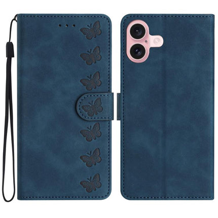 Seven Butterflies Embossed Leather Phone Case, For iPhone 16e / 17e, For iPhone 17 Pro Max, For iPhone 17 Pro, For iPhone 17