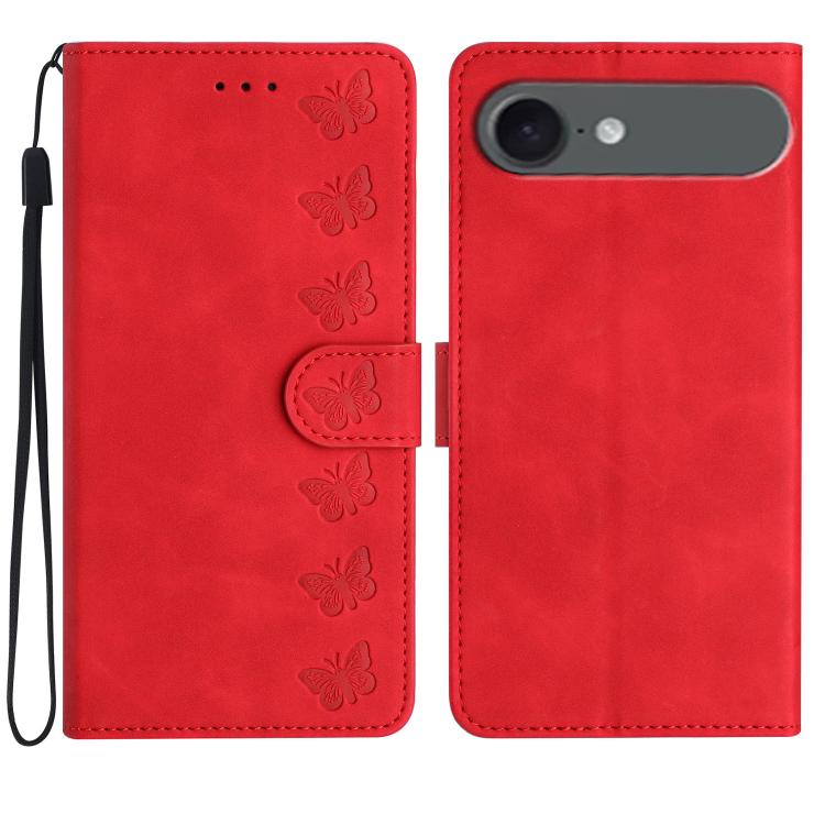 Seven Butterflies Embossed Leather Phone Case, For iPhone 17 Pro Max, For iPhone 17 Pro, For iPhone 17, For iPhone 17 Air