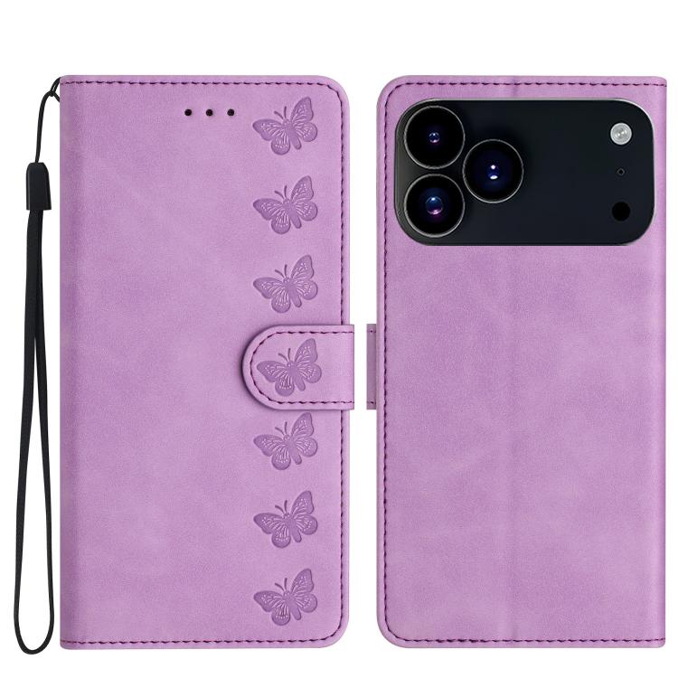 Seven Butterflies Embossed Leather Phone Case, For iPhone 17 Pro Max, For iPhone 17 Pro, For iPhone 17, For iPhone 17 Air