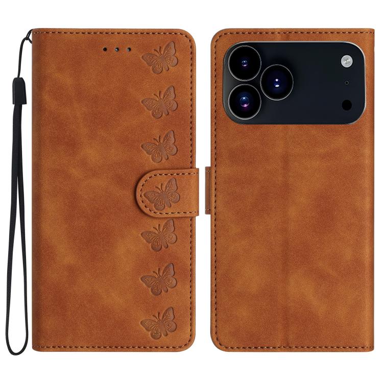 Seven Butterflies Embossed Leather Phone Case, For iPhone 17 Pro Max, For iPhone 17 Pro, For iPhone 17, For iPhone 17 Air