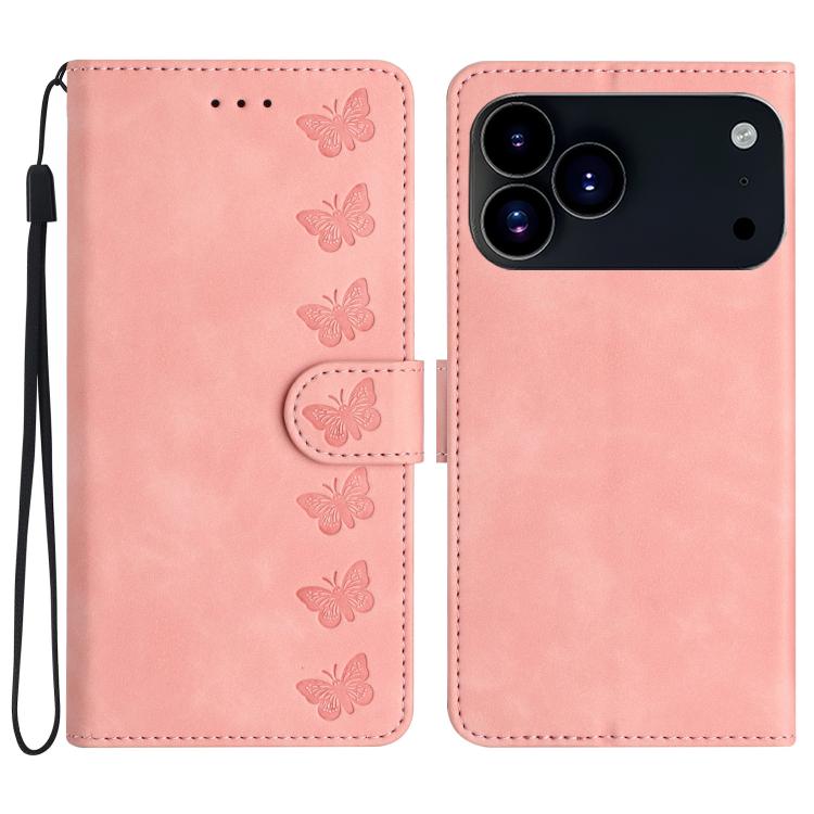 Seven Butterflies Embossed Leather Phone Case, For iPhone 17 Pro Max, For iPhone 17 Pro, For iPhone 17, For iPhone 17 Air
