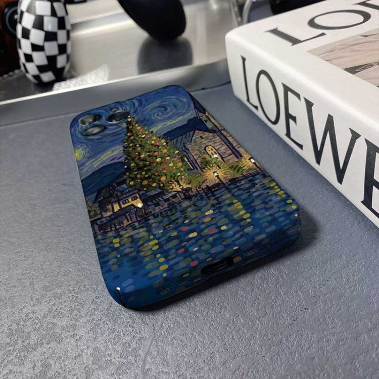 Precise Hole Oil Painting Pattern PC Phone Case, For iPhone 15 Pro Max, For iPhone 15 Pro