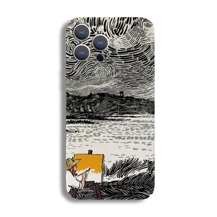 Precise Hole Oil Painting Pattern PC Phone Case, For iPhone 15 Pro Max, For iPhone 15 Pro