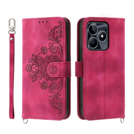 Skin Feel Flowers Embossed Wallet Leather Phone Case, For Realme 11 4G, For Realme 11 5G, For Realme C53, For Realme 11 Pro 5G / 11 Pro+ 5G