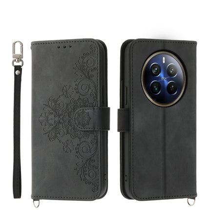 Skin Feel Flowers Embossed Wallet Leather Phone Case, For Realme GT 6 Global, For Realme 12 5G, For Realme 12+, For Realme 12 Pro+