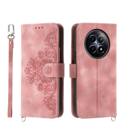 Skin Feel Flowers Embossed Wallet Leather Phone Case, For Realme GT 6 Global, For Realme 12 5G, For Realme 12+, For Realme 12 Pro+
