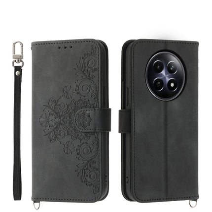 Skin Feel Flowers Embossed Wallet Leather Phone Case, For Realme GT 6 Global, For Realme 12 5G, For Realme 12+, For Realme 12 Pro+