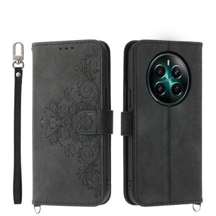 Skin Feel Flowers Embossed Wallet Leather Phone Case, For Realme GT 6 Global, For Realme 12 5G, For Realme 12+, For Realme 12 Pro+