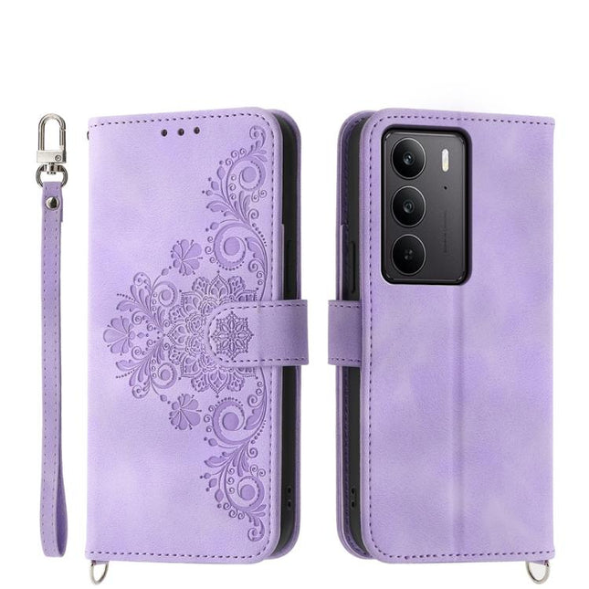 Skin Feel Flowers Embossed Wallet Leather Phone Case, For Realme 14 Pro, For Realme C75 / Realme 14x, For Realme 13+, For Realme 13 Pro / 13 Pro+ Global