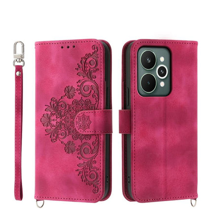 Skin Feel Flowers Embossed Wallet Leather Phone Case, For Realme C85 Pro 4G, For Realme 15 5G / Realme 15 Pro 5G, For Realme 14 / Realme P3 5G, For Realme 14 Pro+