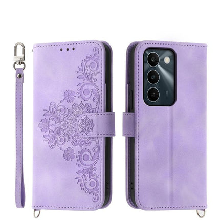 Skin Feel Flowers Embossed Wallet Leather Phone Case, For Realme 16T 5G, For Realme C100 4G, For Realme 16 5G, For Realme C85 5G / Realme 15x 5G