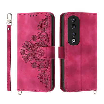 Skin Feel Flowers Embossed Wallet Leather Phone Case, For Honor X9b, For Honor 90 Pro 5G, For Honor 90 5G, For Honor X50i