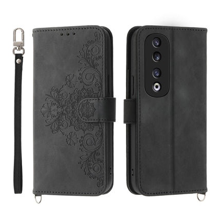 Skin Feel Flowers Embossed Wallet Leather Phone Case, For Honor X9b, For Honor 90 Pro 5G, For Honor 90 5G, For Honor X50i