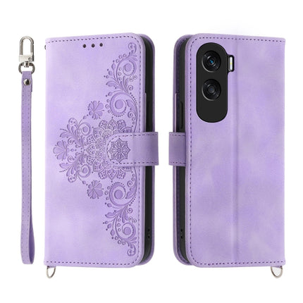 Skin Feel Flowers Embossed Wallet Leather Phone Case, For Honor 90 Pro 5G, For Honor 90 5G, For Honor X50i, For Honor X40i 5G / Play7T Pro