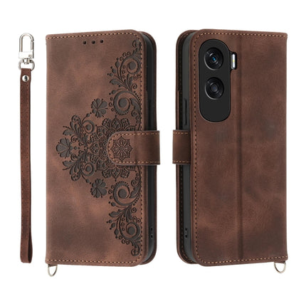 Skin Feel Flowers Embossed Wallet Leather Phone Case, For Honor 90 Pro 5G, For Honor 90 5G, For Honor X50i, For Honor X40i 5G / Play7T Pro