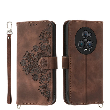 Skin Feel Flowers Embossed Wallet Leather Phone Case, For Honor Magic5 Pro, For Honor Magic5, For Honor X8a 4G, For Honor X9a