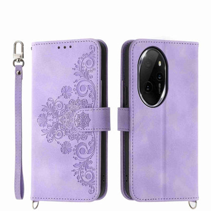 Skin Feel Flowers Embossed Wallet Leather Phone Case, For Honor X8b, For Honor 100 Pro, For Honor 100, For Honor X9b