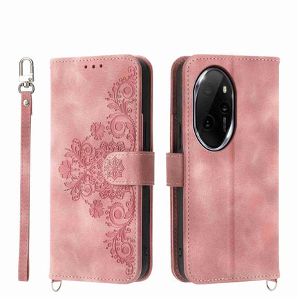 Skin Feel Flowers Embossed Wallet Leather Phone Case, For Honor X8b, For Honor 100 Pro, For Honor 100, For Honor X9b